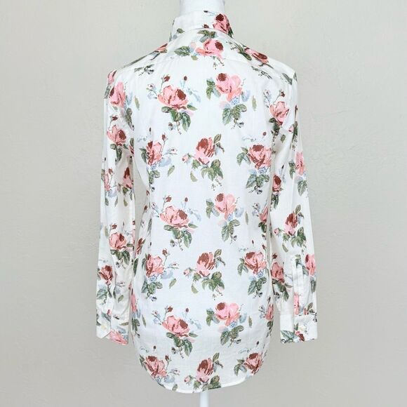 Saint Laurent Floral Rose Print Cotton Voile Button Down Shirt Size 38 FR 6 US - Picture 5 of 14